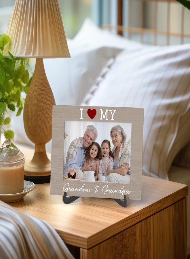 Zmyollo Grandparents Picture Frame, I Love My Grandma & Grandpa - Wooden Tabletop Photo Frame With Stand, Gifts for Grandparents from Granddaughter Grandson, Birthday Gifts For Grandma Grandpa, B07 - Image 3